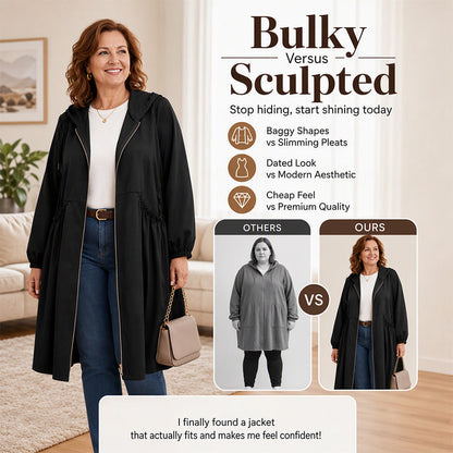 ⏳ Limited Time 50% Off! 🧥Plus Size | Women's Mid-Length Hooded Everyday Windbreaker Jacket