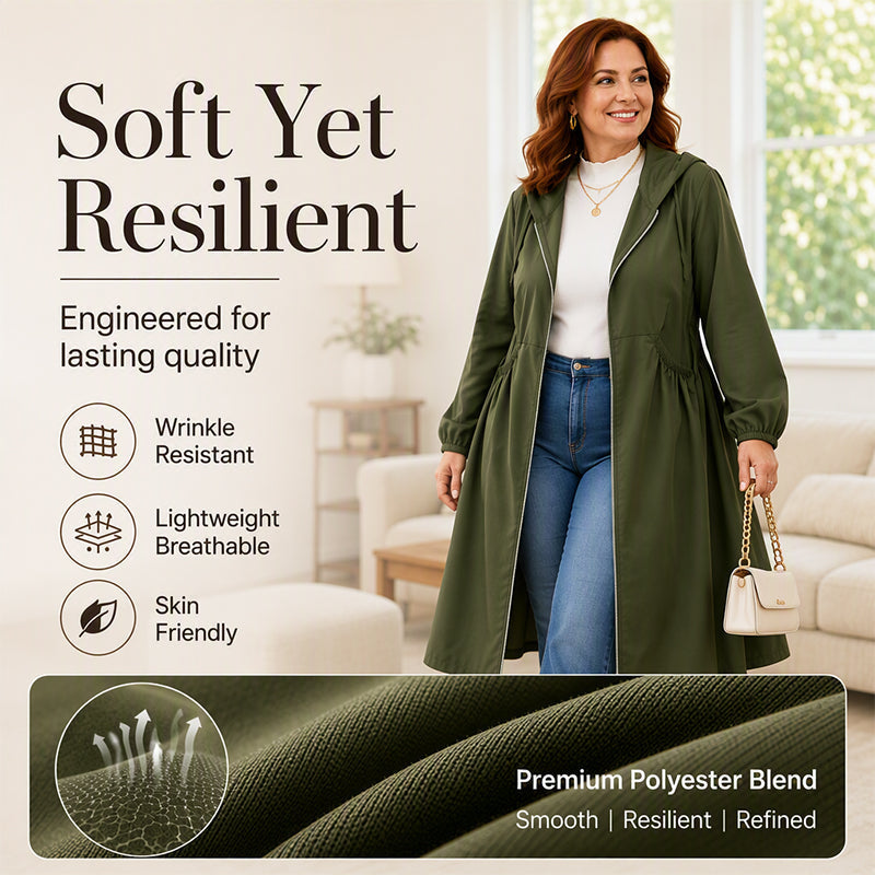 ⏳ Limited Time 50% Off! 🧥Plus Size | Women's Mid-Length Hooded Everyday Windbreaker Jacket