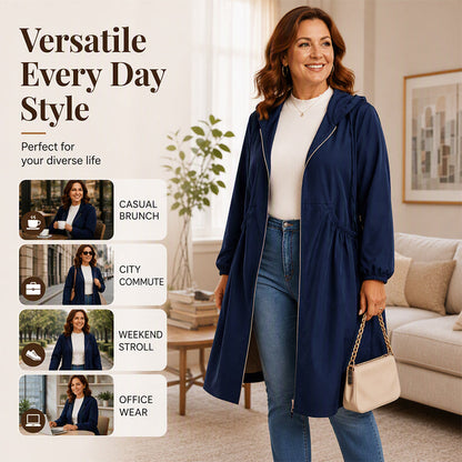 ⏳ Limited Time 50% Off! 🧥Plus Size | Women's Mid-Length Hooded Everyday Windbreaker Jacket