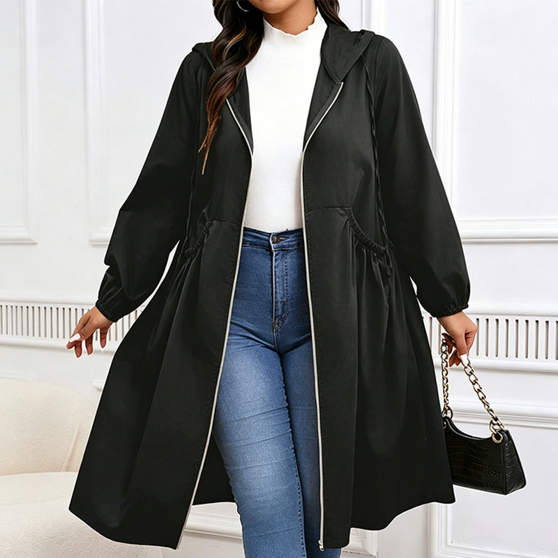 ⏳ Limited Time 50% Off! 🧥Plus Size | Women's Mid-Length Hooded Everyday Windbreaker Jacket