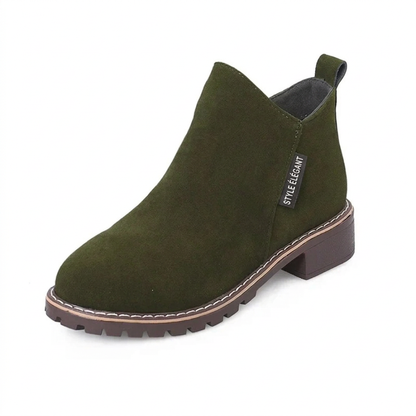 Women's low-heeled ankle boots with side zip